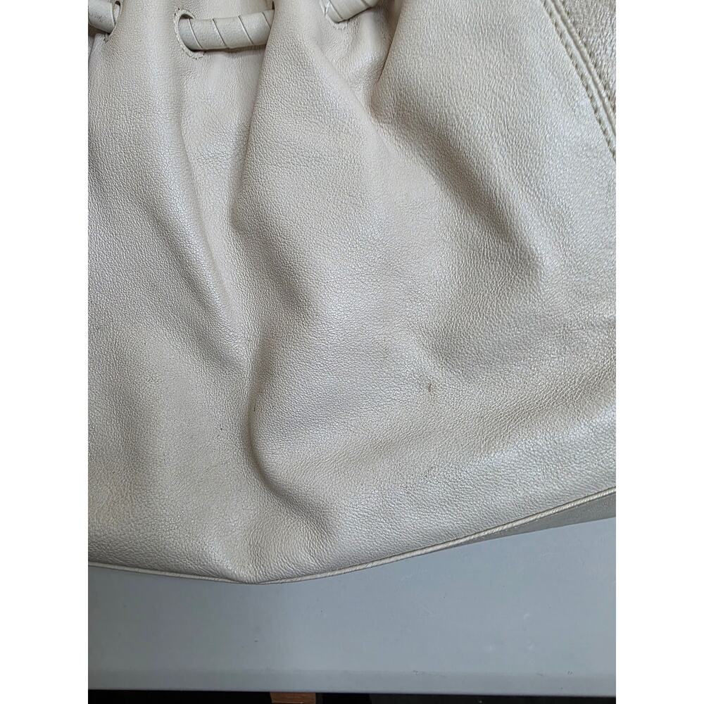 Michael Kors Jet Set Hobo Cream Leather Drawstring Chain Slouchy Shoulder Bag - Picture 2 of 12
